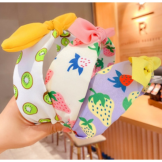 Bando Korea Anak Perempuan Aksen Ikat Pita Kartun Buah Aksesoris Bandana Rambut fashion lucu kekinian AK223