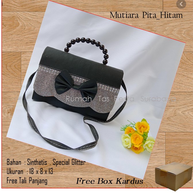 Tas Elegan ,Tas Slempang,Tas Etnik,MuTiara Pita_Hitam