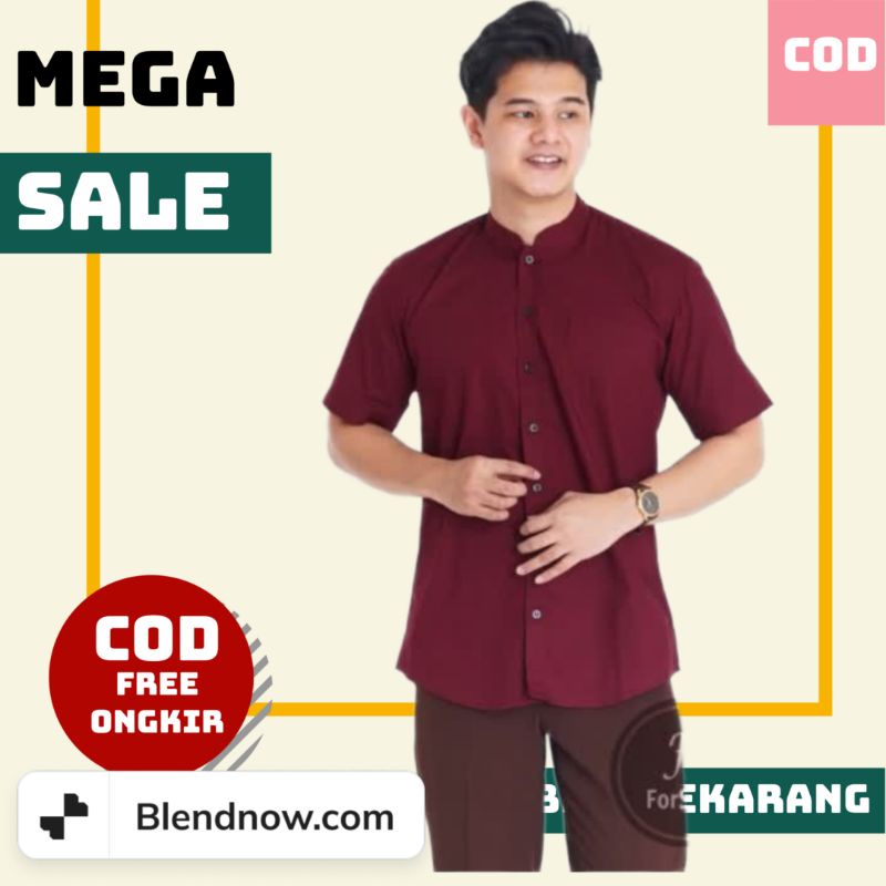 Kemeja Pria Lengan Pendek Kasual Jumbo Big size Premium Polos Distro Baju Hem Atasan Cowok Keren Kan