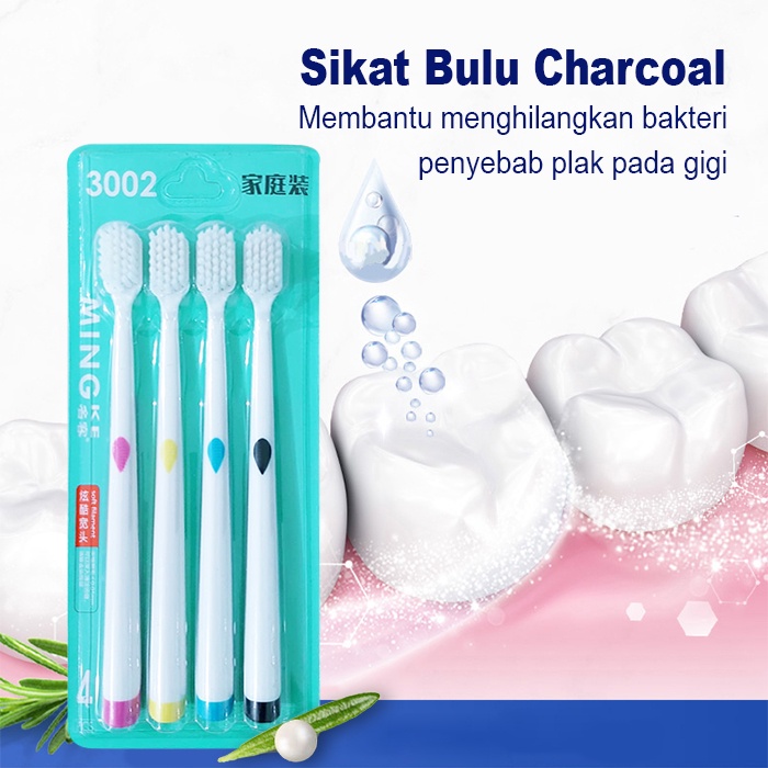 Sikat Gigi Set Dewasa  (4pcs) / Sikat Gigi Dewasa 1 SET 4 PCS Tavel Double Care Sensitive Soft-Sweet Bee Sikat Gigi / 4 pcs Sikat Gigi Dewasa Impor (YS-3)