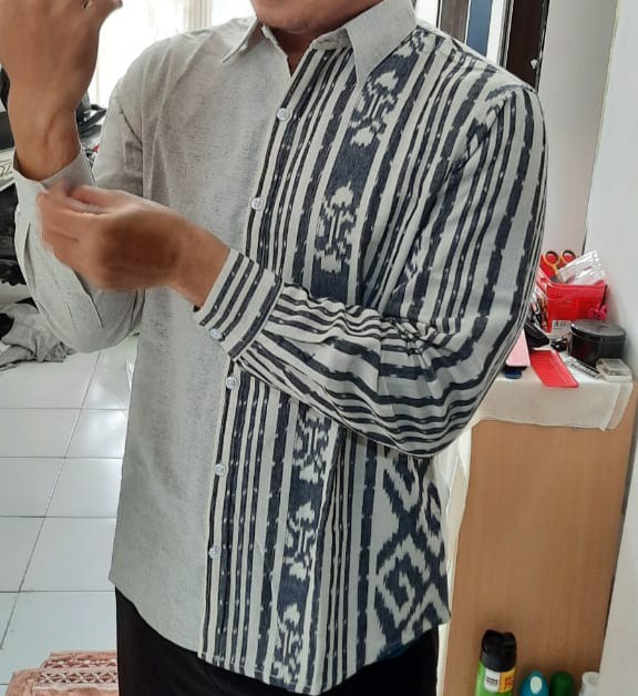 Kemeja Tenun Wtp 22 Abu-abu Baju Atasan Pria Kerja Modern