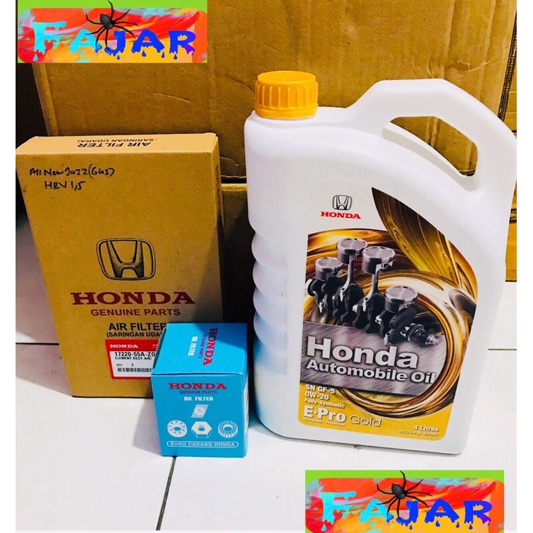Oli mesin honda epro gold OW-20 4L / paket filter + oli honda hrv 1,5 jazz rs gk5 brv (3item)