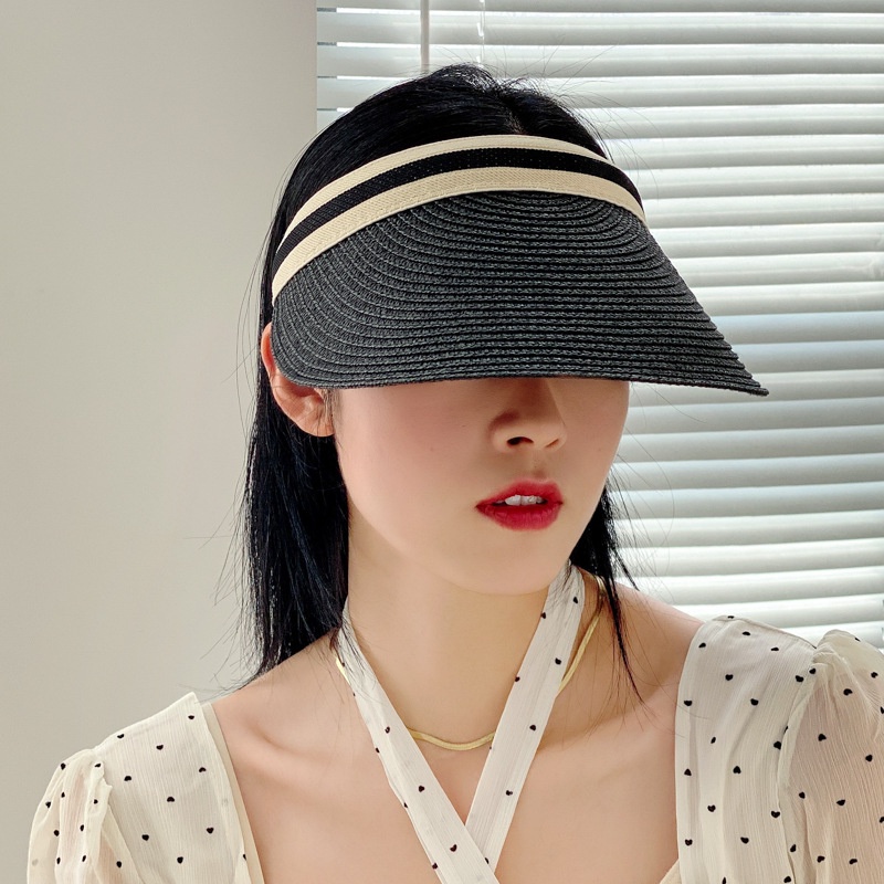 Topi Pantai Wanita Korea Rajut Kain Paper Cap Golf Sport Outdoor Visor Anti UV Kualitas bahan terbaik ZY