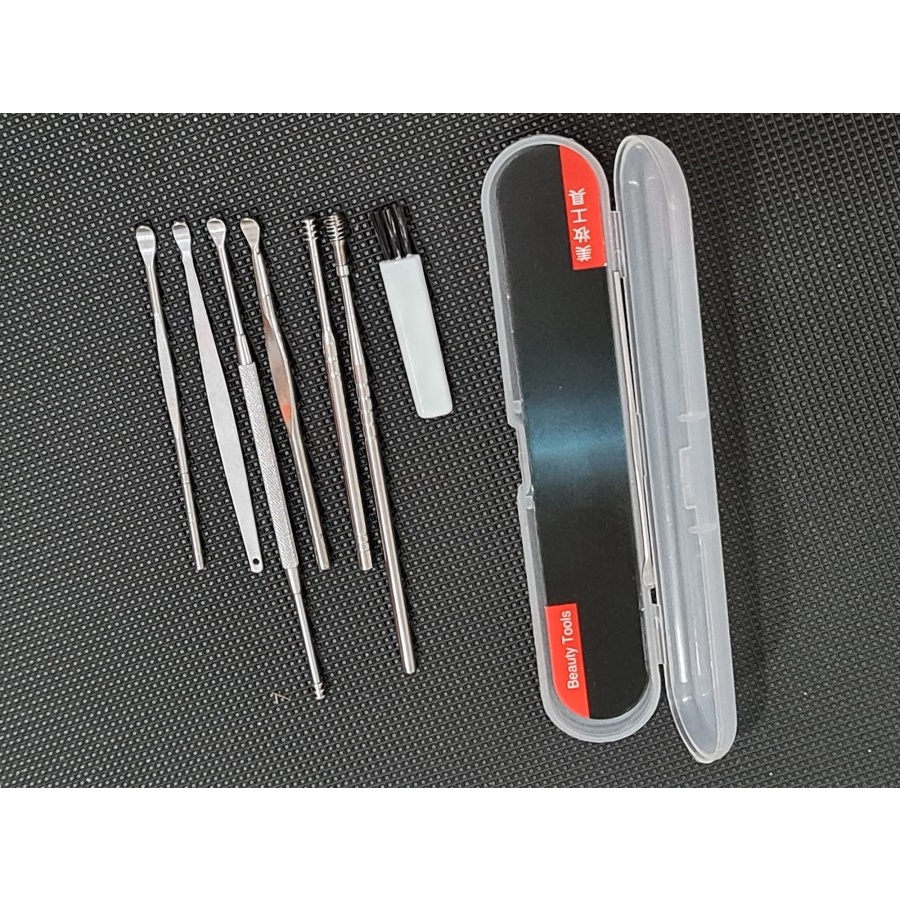 Satu set isi 6 pcs Stainless Stel Alat Pembersih Telinga