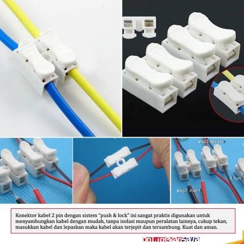 HK-Konektor Kabel 2 Pin 3 Pin Penyambung Kabel Listrik Pencet