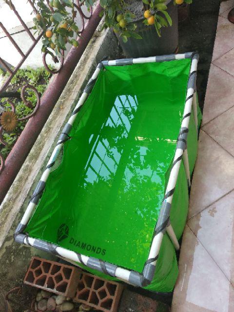 Kolam Terpal Ikan + Rangka [ Satu Set ] Model Slot Paralon Ukuran 100x100x50cm Original A15 Korea