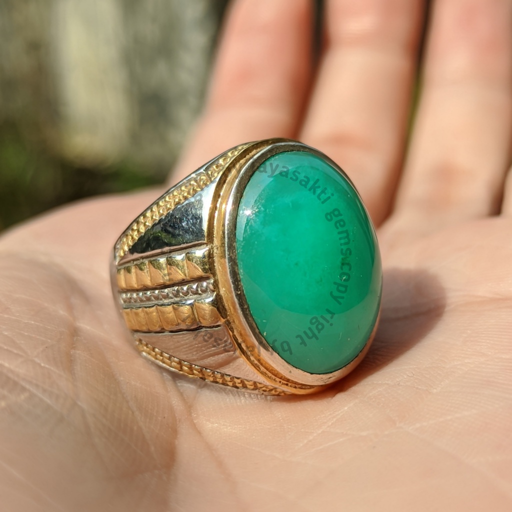 Natural Batu Akik Bacan Doko Pido Full Kristal Ring Perak BDP02