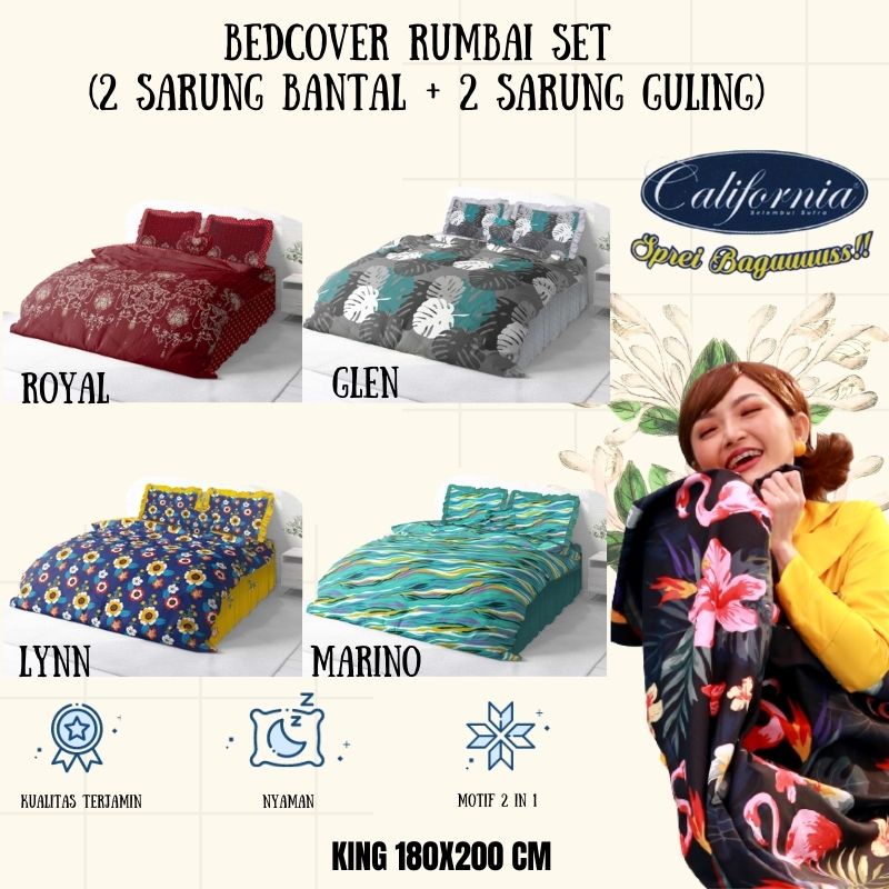 RC BEDCOVER CALIFORNIA BANYAK MOTIFNYA HARGA MURAH