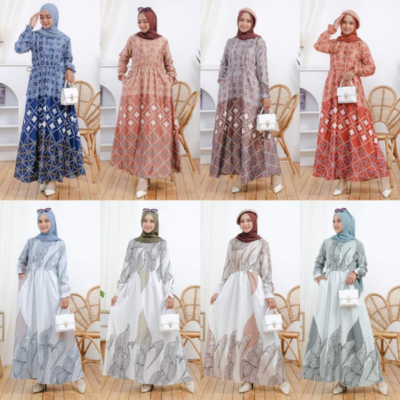 Dress motif wanita/dress pesta kondangan/dres salsa/dres malika/gamis Dior Silk original premium/gam
