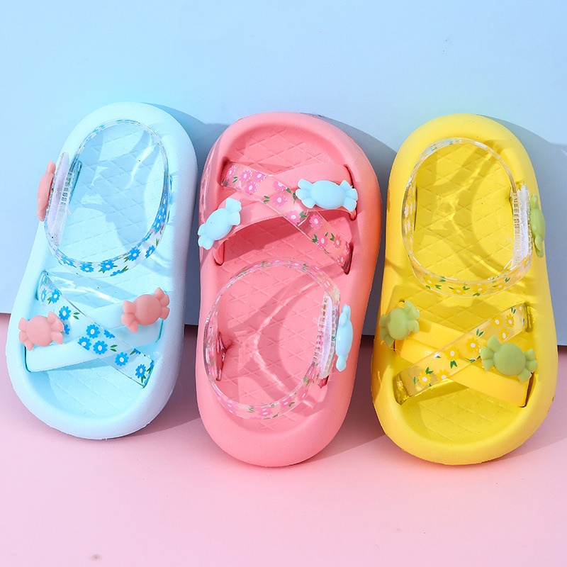 SH2245 GLORYKIDZ Sepatu sendal anak jelly transparan sol tinggi bunga permen candie floweri cute lucu size 14 - 19 untuk anak 1 sd 6 tahun