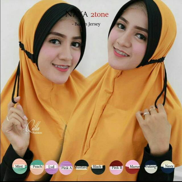 Jilbab serut kombinasi 2 warna