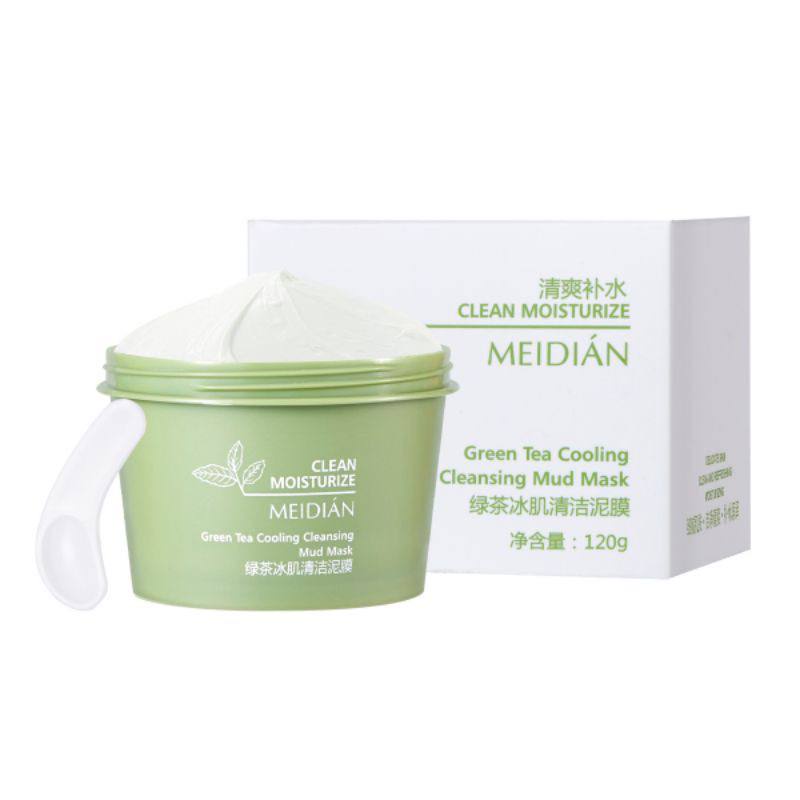 [ COD] Masker Wajah Meidian/Mencerahkan wajah/Antioksidan Kulit/penenang Kulit/Melembutkan Kulit Wajah/Meidian Clay Mask Green Tea Charcoal/Peel Off Mask Greentea/Masker Wajah KF Skin/Cooling &amp; Cleansing Green Tea Mud Mask