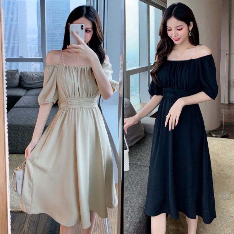 D0049 Dress Import Dress Korea Kimora Pearl Dress Pesta Dress Kondangan Vintage Dress Kekinian White
