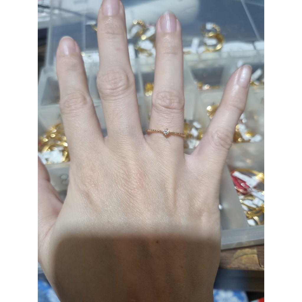 cincin wanita model merica permata satu elegant emas asli