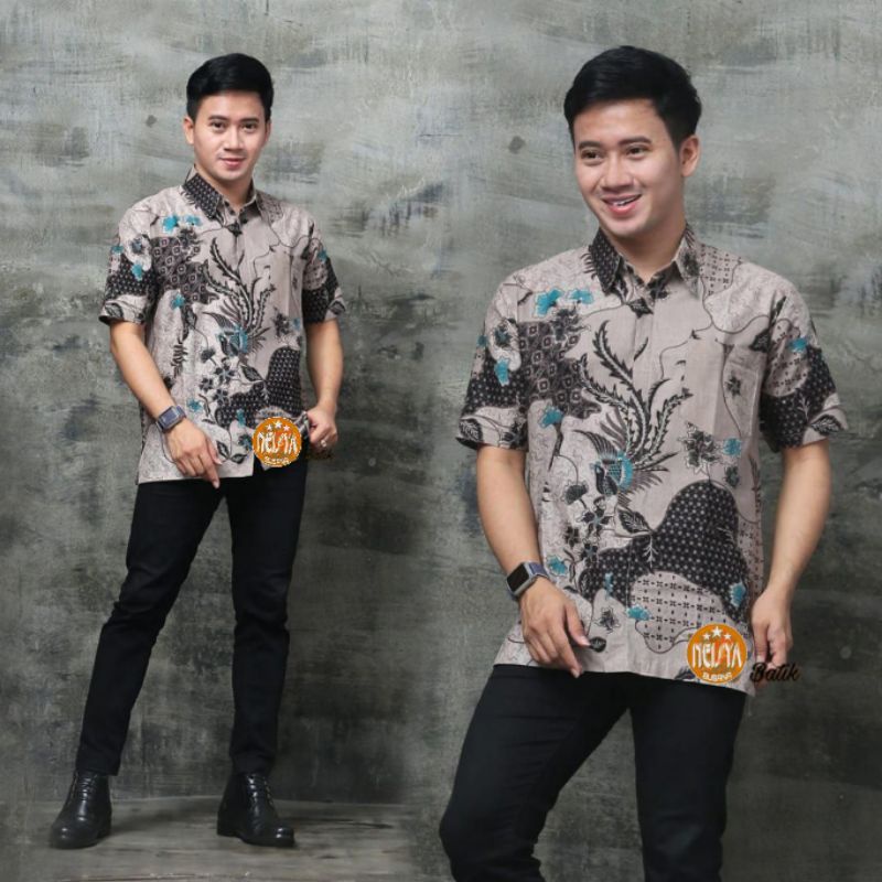 Batik wanita ASJ SA HRB026 Kenongo Kemeja Tosca Pendek-Hem Dwsa Sekarjagad