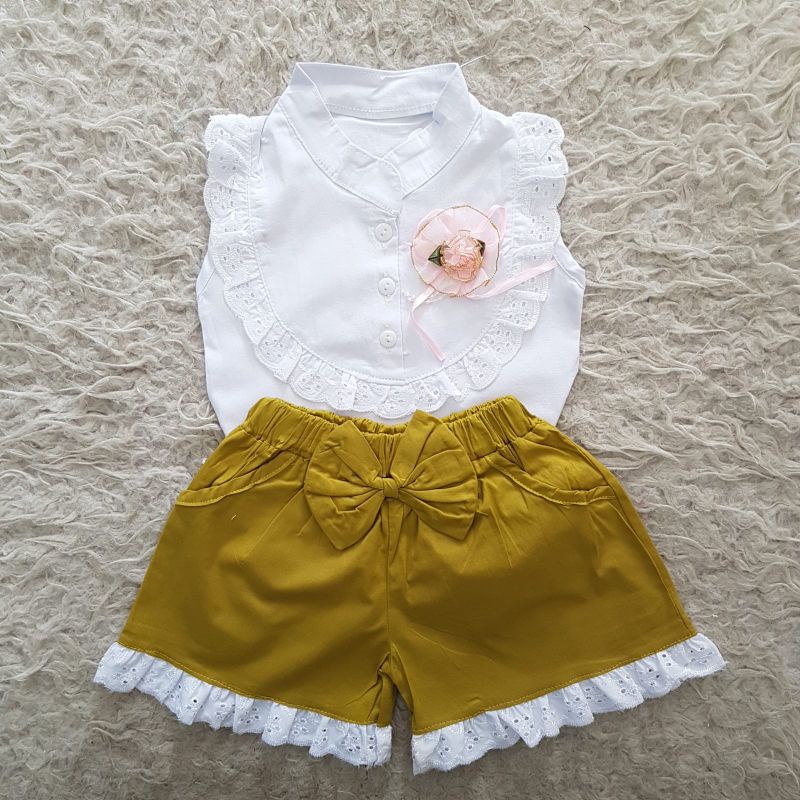 Baju bayi kemeja bordir set