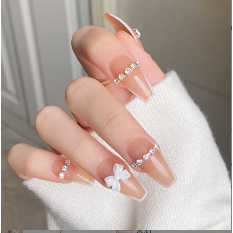 KUKU PALSU 3D FAKE NAIL NAILART WEDDING NUDE PERMATA PITA