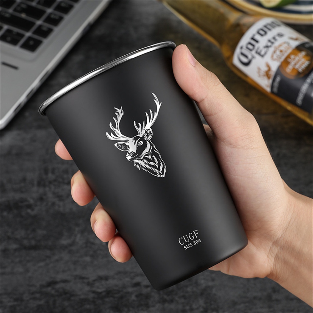 ღ 304 Stainless Steel Cangkir Logam Perjalanan Kopi Mug Vacuum Insulated Water Glass Anti-Fall Air Botol Air Dingin minuman Cup Rumah Kantor Sekolah Hadiah