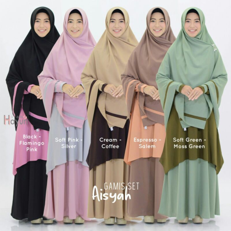 Gamis Set Aisyah (Kerudung Segiempat dan Gamis) Syari Original Hijab Hayuri