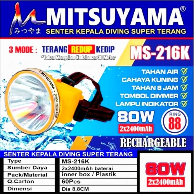 Senter Kepala Deving MS-216K cahaya kuning MITSUYAMA