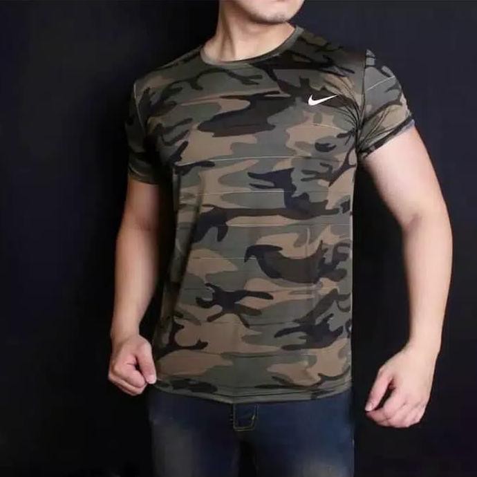 Super Sale Baju Kaos Pria Army Loreng Hijau Training Sport Gym Fitness Nike Murah Banget