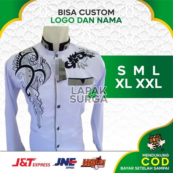 Baju Koko Jasko Pesantren Putih Bordir Pria Pernikahan Akad Acara - S