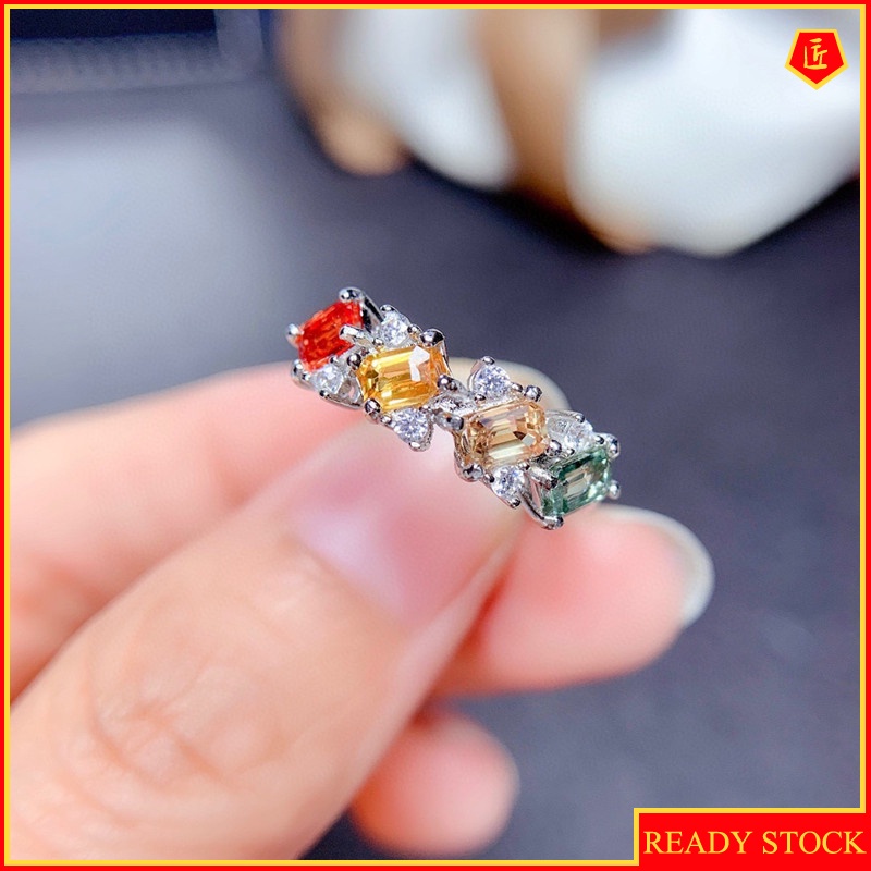 [Ready Stock]Simple Elegant Natural Colorful Tourmaline Open Ring