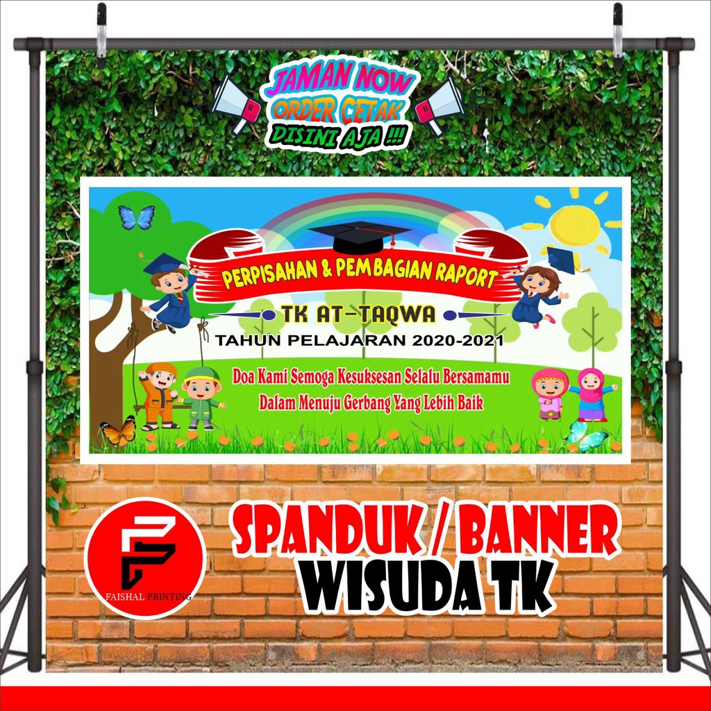 Jual Spanduk/ Banner/ Backdrop Wisuda Pelepasan TK Paud Ukuran 2 x 1