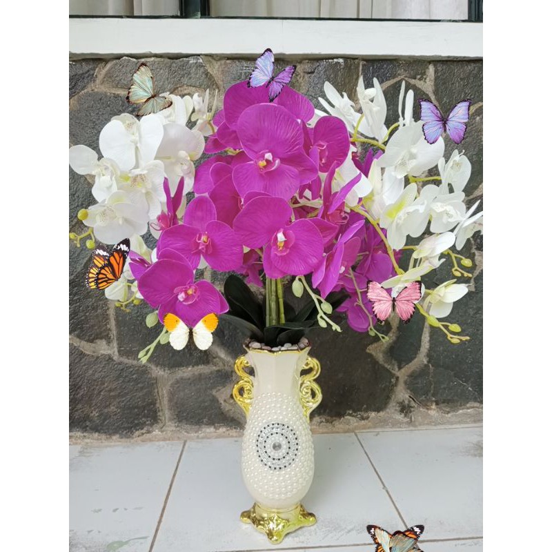 Rangkaian anggrek latex premium vas keramik