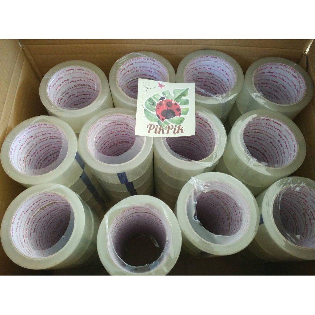 

1 DUS LAKBAN Isolasi Bening Coklat MURAH 2 inch (48mm) x 85 yard 100 yard merk Royal Tapes Marubond