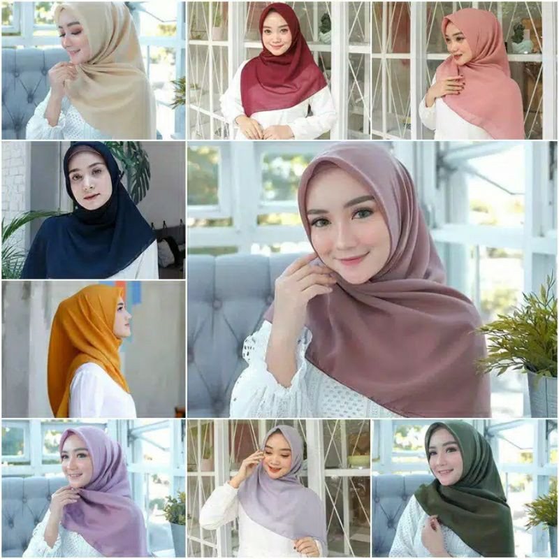 JILBAB ARTIS BELLA SQUARE SEGI EMPAT KERUDUNG BELLA SQUARE HIJAB NUDE WARNA