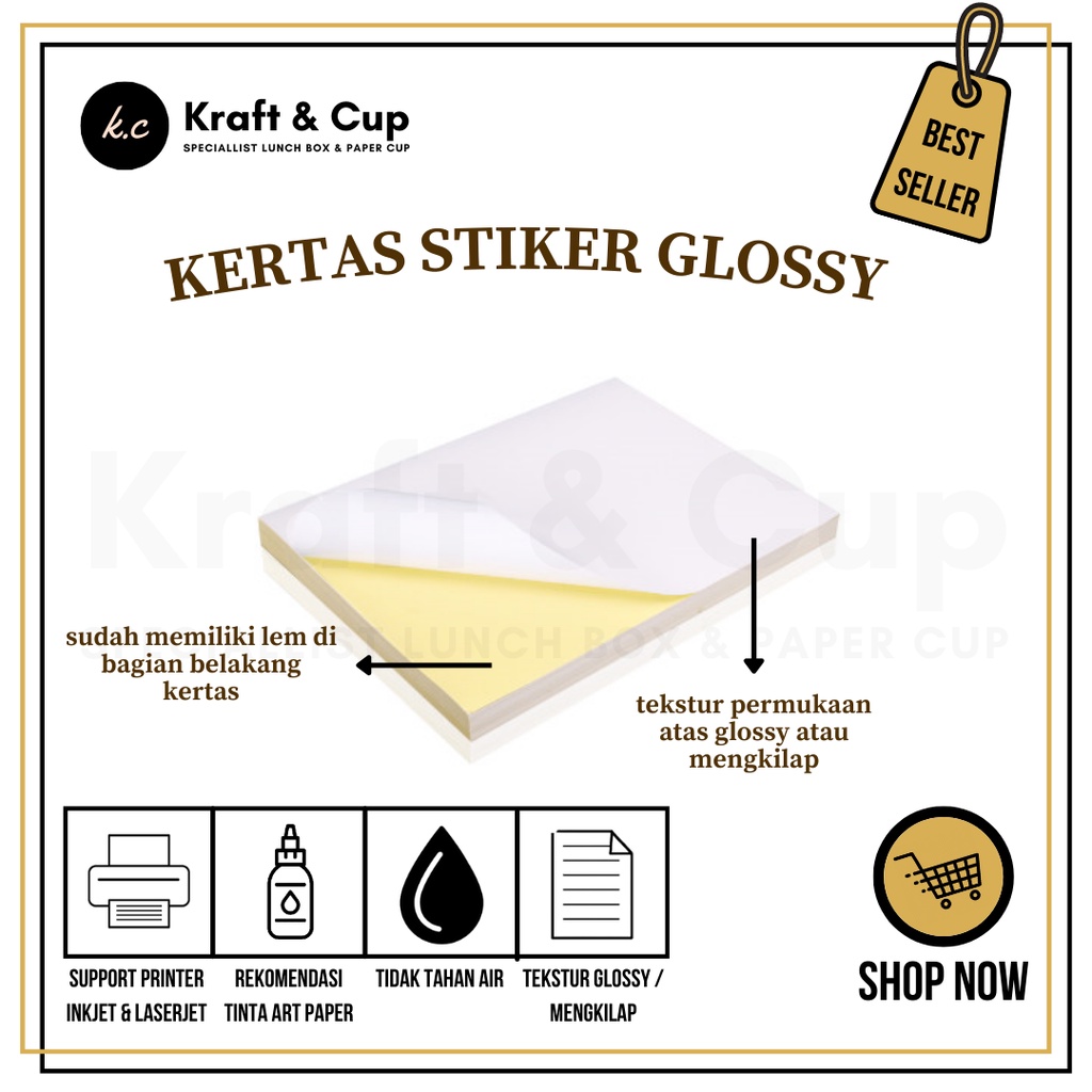 

Kertas Sticker A3 & A3Plus Glossy isi 100 lembar / Kertas Sticker Chromo A3