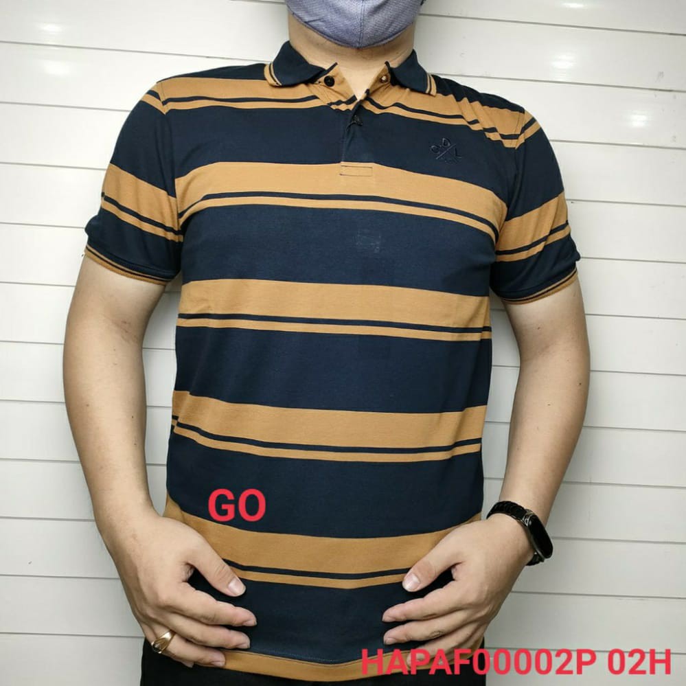 gos CDL By (CARDINAL) POLO T-SHIRT Pakaian Pria Atasan Kaos Polo Berkerah Garis Salur Lengan Pendek