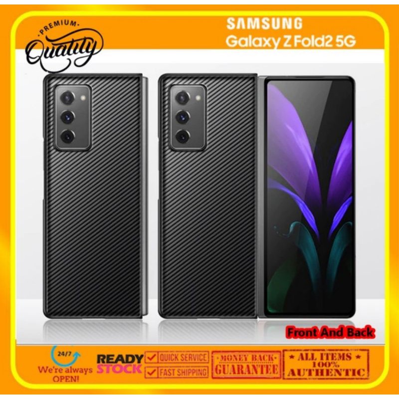 Case Samsung Galaxy Z Fold 2 Fold2 Carbon look (Front And Back Casing) Casing Sarung Pelindung HP