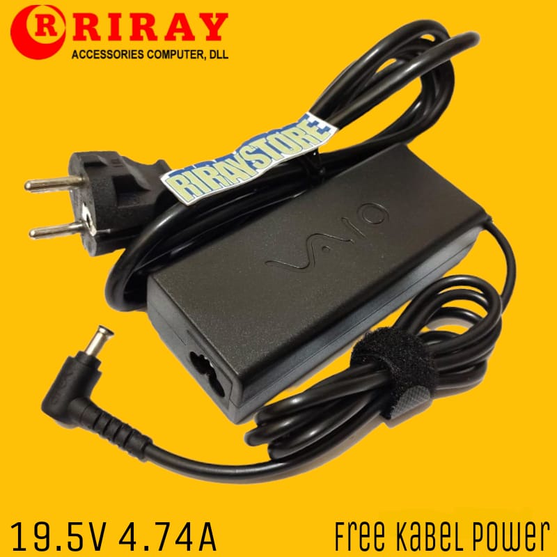 Adaptor Charger Monitor TV SONY VAIO VGP-AC19V10 VGP-AC19V20 VGP-AC19V30 VGP-AC19V15 VGP-AC19V19 19.5V 4.7A 90W Lengkap dengan kabel