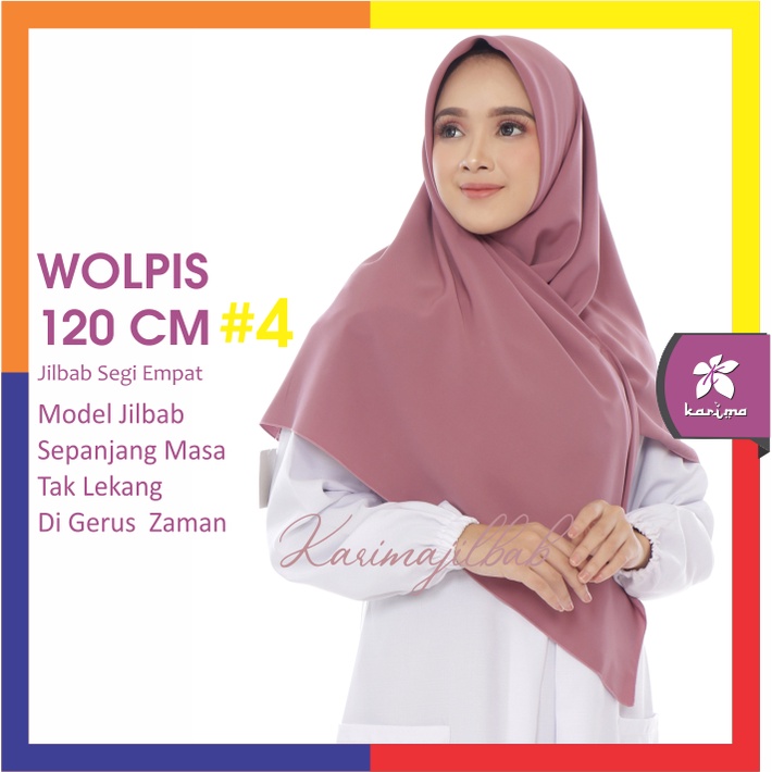Hijab Khimar Segi Empat Wolpis Polos [120x 120cm] Karima