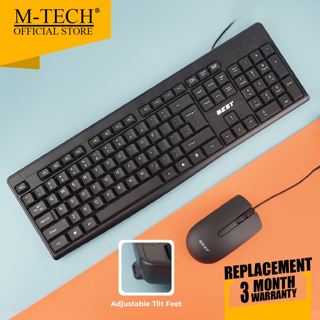 Keyboard Combo wired BEST BC100 Komputer Laptop FREE Mousepad