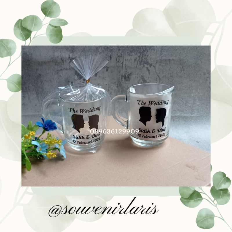 souvenir pernikahan gelas gagang kemas plastik