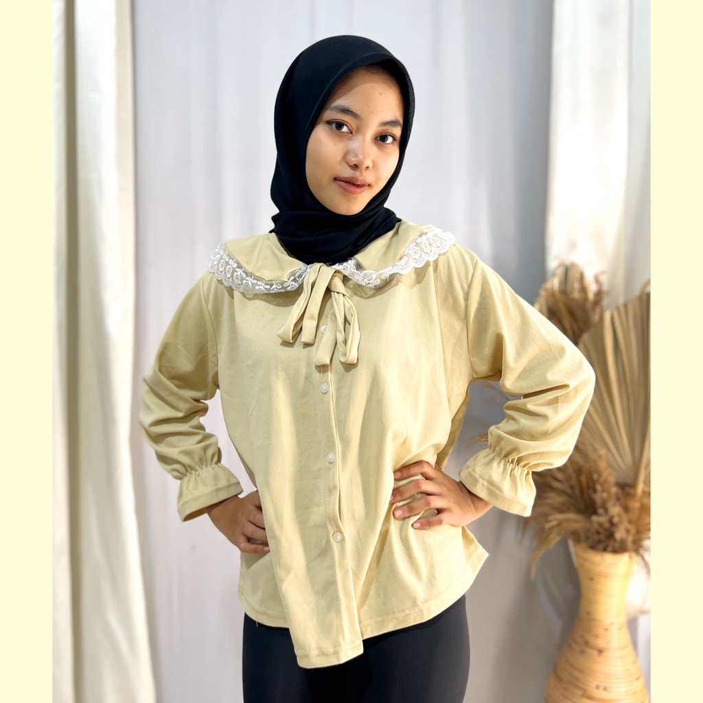 BIANA BLOUSE / KEMEJA BLOUSE RENDA / BLOUSE TANGAN LONCENG / RENDA BLOUSE