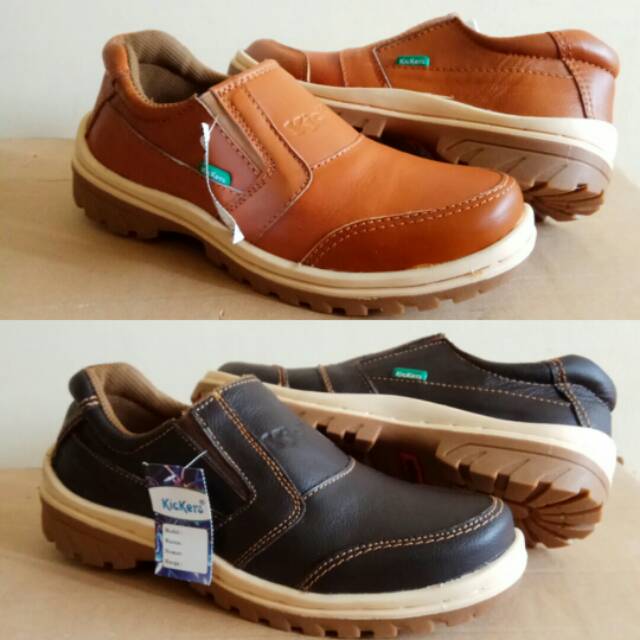 Sepatu kulit asli pantofel kasual pria