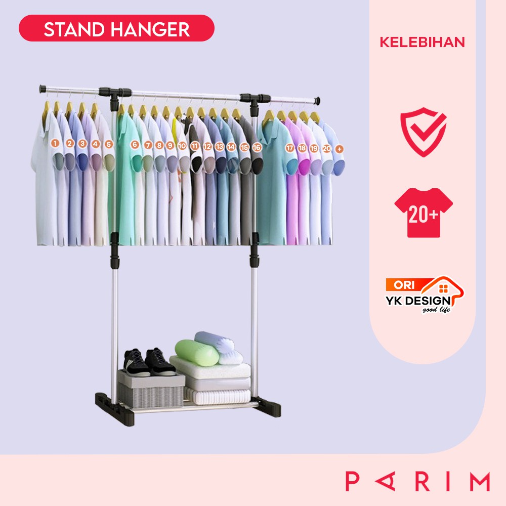 Stand Hanger Single / Double Pole Gantungan Jemuran Pakaian Handuk BERMEREK YK DESIGN YK-112/111