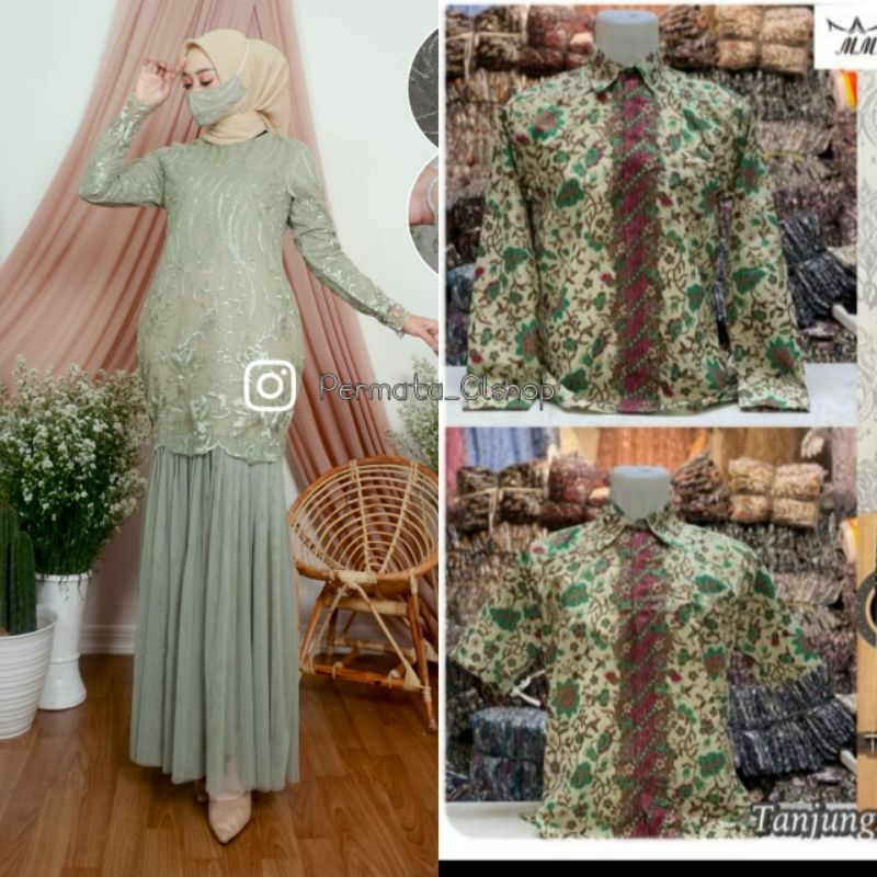 Couple Kebaya Gamis Duyung Tutu / Kebaya Couple / Kebaya Kondangan / Gamis Couple Kemeja / Kemeja Batik Couple Kebaya /Gamis Pesta / Kebaya Lamaran