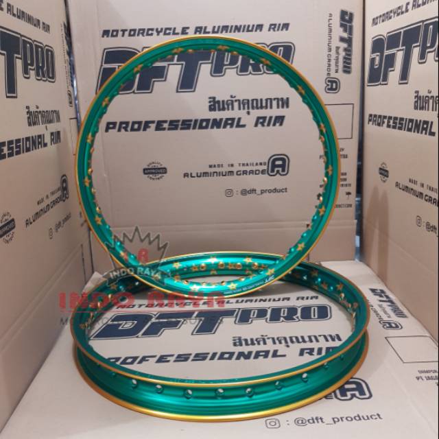 Velg velek pelek DFT thailand Star Bintang 140/140-17 green gold sepasang 1set 2pcs