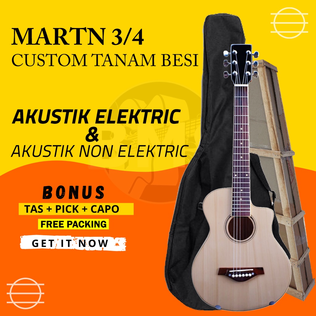 Jual Gitar Akustik / Akustik Elektrik 3/4 Tanam Besi | Shopee Indonesia