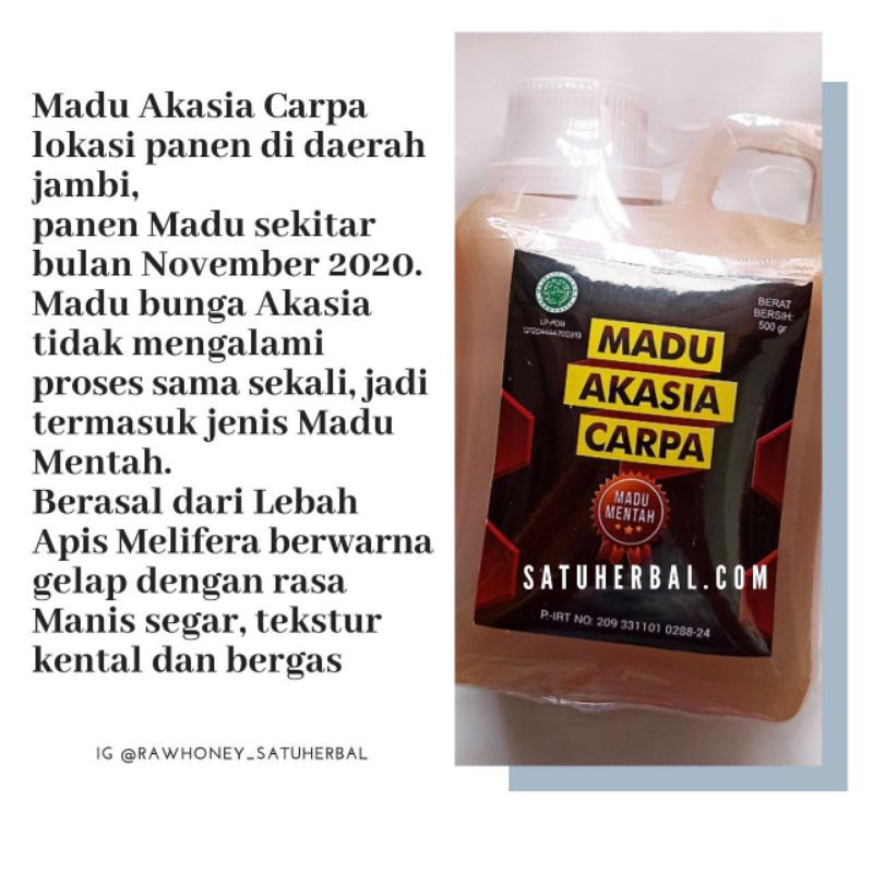 

Madu Hutan Asli Nektar Akasia Carpa Asli Murni Jambi 100 persen 1 kg