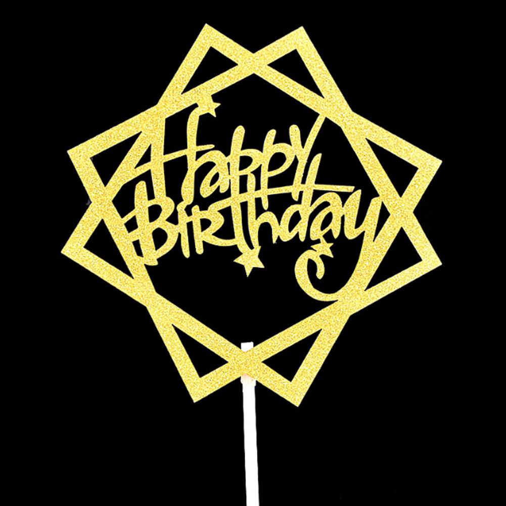 Tk 10Pcs / Pak Topper Kue Tulisan Happy Birthday Warna Gold / Silver Untuk Dekorasi Ulang Tahun