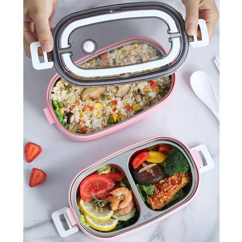 Mix Kotak Makan Lunch Bento Box Food Container Double Layer - White