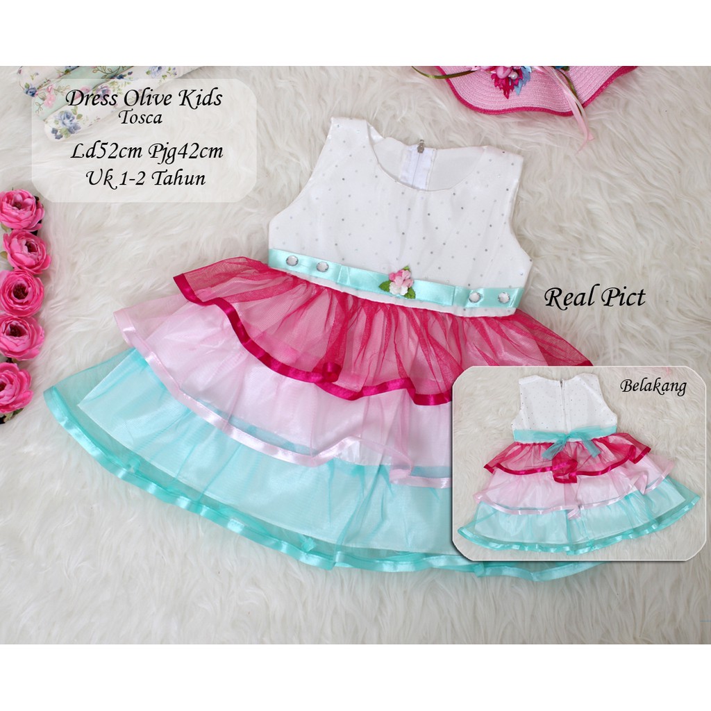 Dress kids olive/dress anak brukat/casual dress pesta anak perempuan lucu/fashion pakaian dress