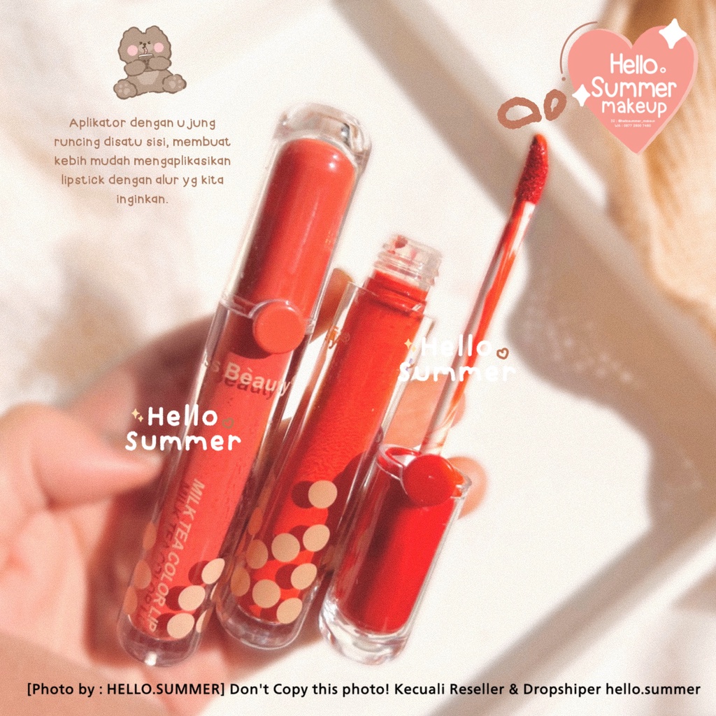 𝐌𝐀𝐓𝐓𝐄 𝐋𝐈𝐏𝐒𝐓𝐈𝐂𝐊 - Kiss Beauty Boba Milk Tea Color Liquid  Matte Lipstick Tahan Lama 4ml