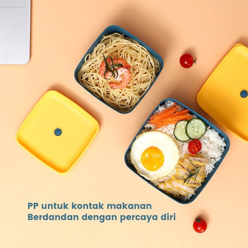 Lunch Box 2pcs Set PP Jerami Gandum With Kotak Makan BPA Free Kotak Makan Persegi  VS-94// LUNCH BOX SET JERAMI